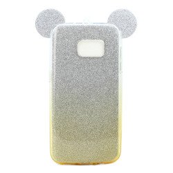 Galaxy S7 Edge Minnie Bow Glitter Necklace Strap Case (Champagne Gold)